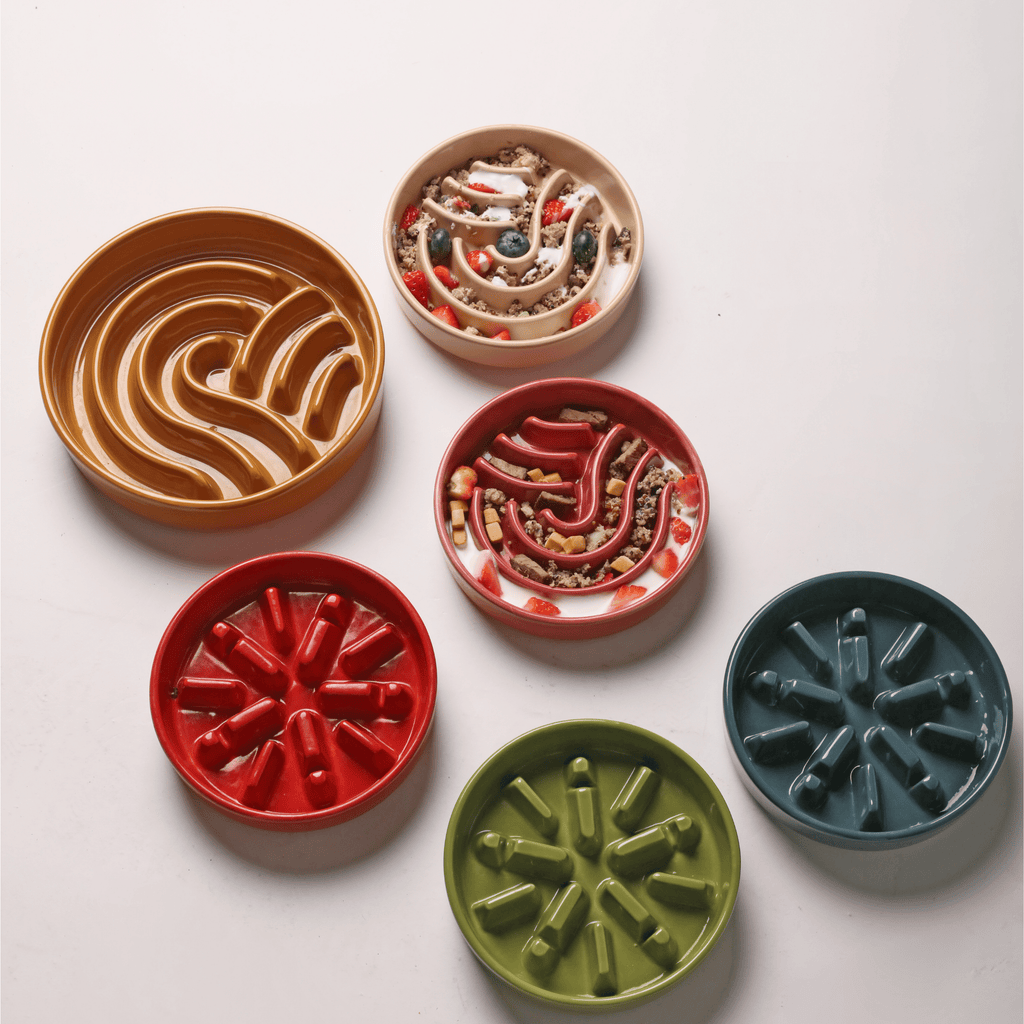 [SET WAVE] Slow Feeder Dog Bowls - Beige M