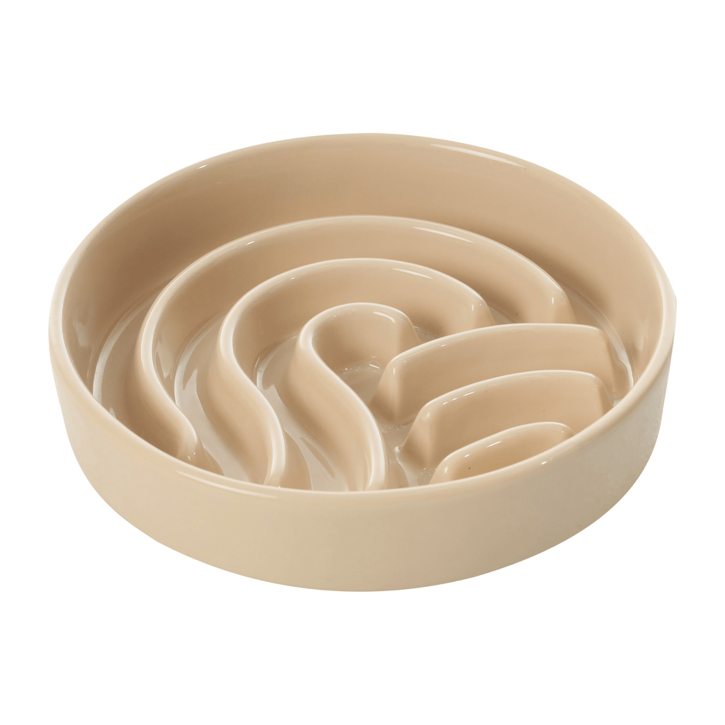 [WAVE] Slow Feeder Dog Bowls - Beige S