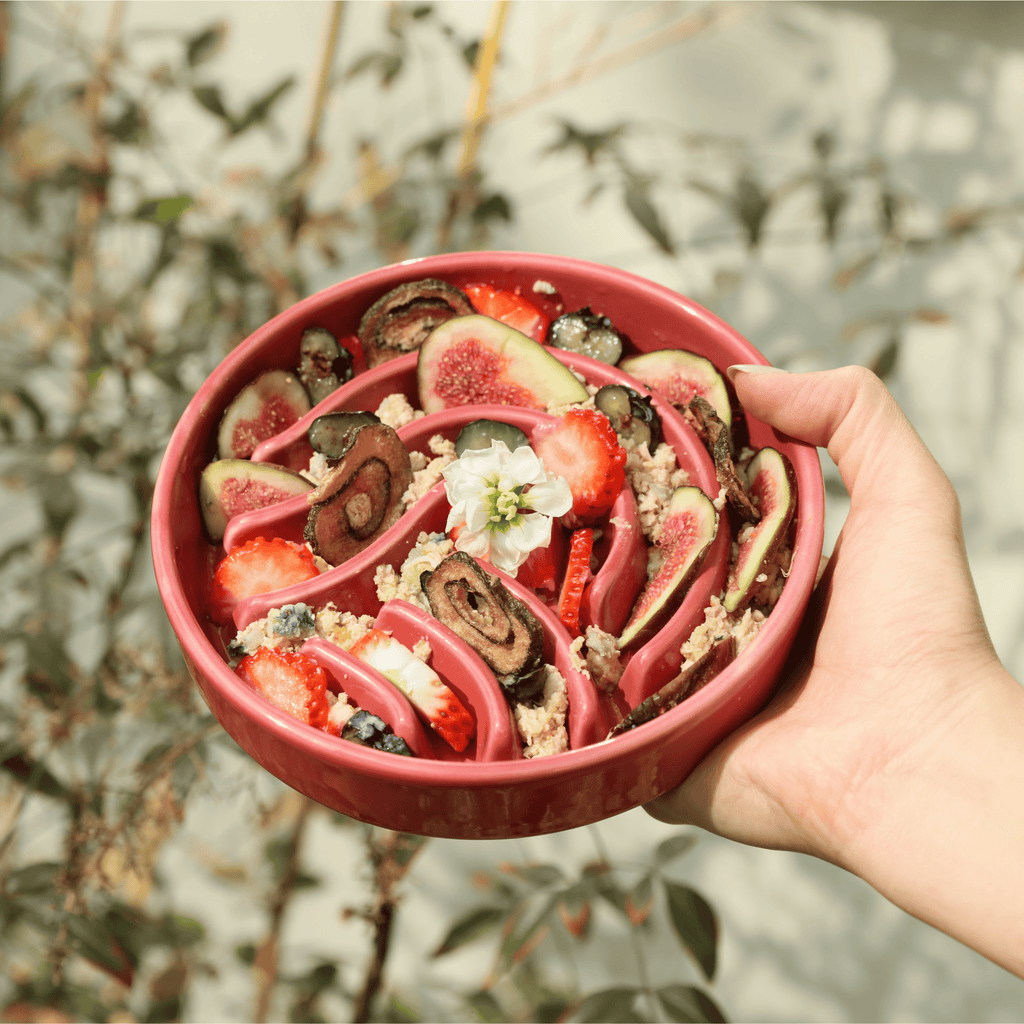 [WAVE] Slow Feeder Dog Bowls - Pink M