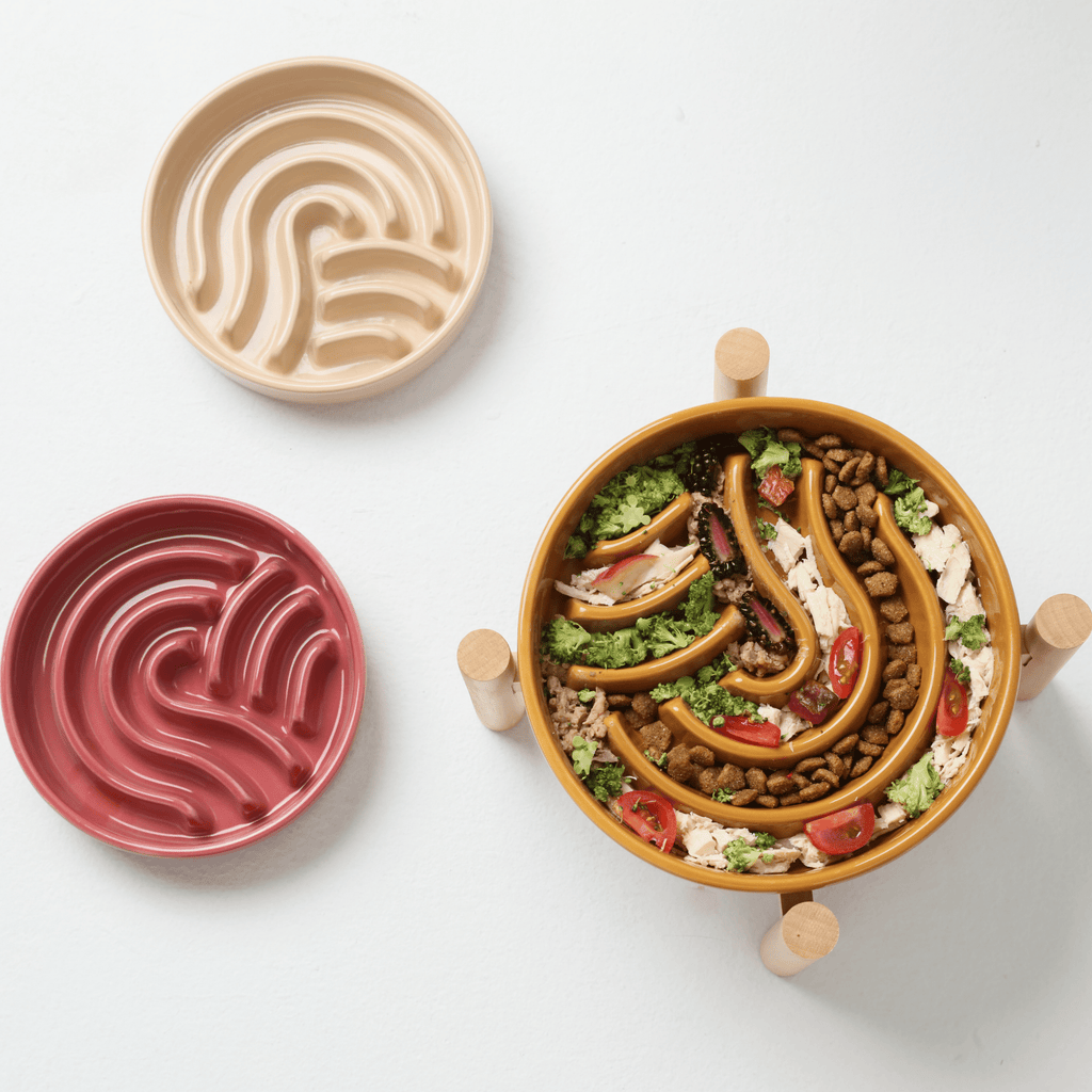 [SET WAVE] Slow Feeder Dog Bowls - Pink M