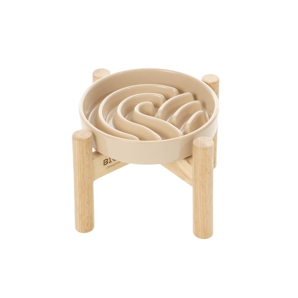 [SET WAVE] Slow Feeder Dog Bowls - Beige M